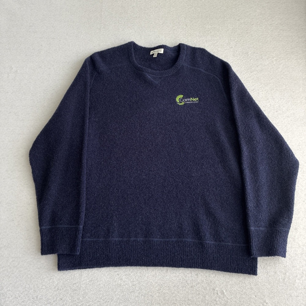 Peter Millar Mens Navy Merino Wool Blend Raglan Sweater 2XL XXL Preppy Yak